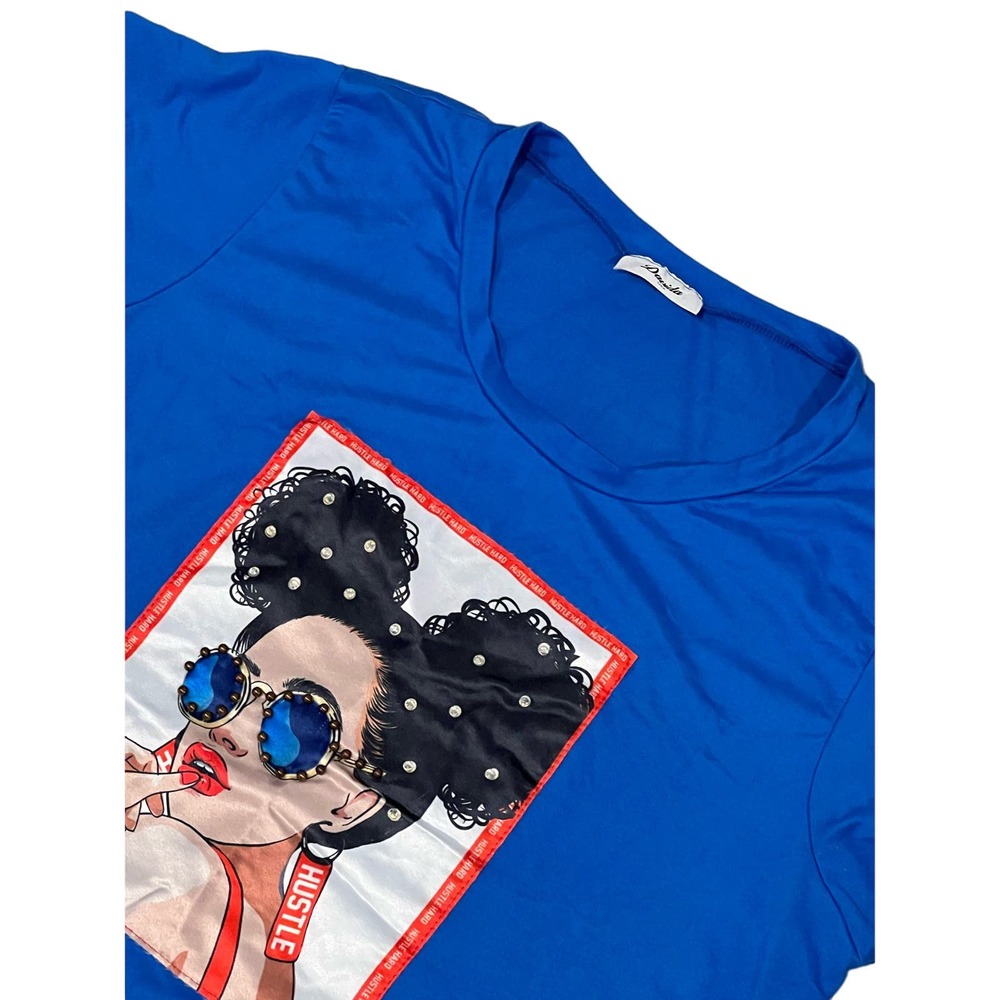 Davita,‎ Hustle Hard graphic baby tee, T, Sz L, 696-M